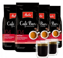 Bild zu [Top] Melitta Cafe Bar Selection Espresso Classic Kaffeebohnen (4 kg) + 2 doppelwandige Kaffeegläser (130 ML) für 29,99€