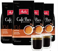 Bild zu Melitta Cafe Bar selection dark roast (4kg) + 2 doppelwandige Kaffeegläser (130 ML) für 29,90€