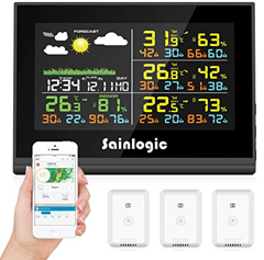 Bild zu Sainlogic WLAN Funk Wetterstation mit 3 Außensensoren, Wettervorhersage, Farbdisplay sowie App-Zugang für 47,99€