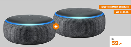 Bild zu Doppelpack Amazon Echo Dot (3. Generation) für 59€ (Vergleich: 73,08€)