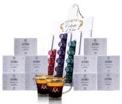 Bild zu Celeste d’Oro Probierpaket mit 100 gemischten Kaffeekapseln + gratis Kapselhalter + 2 gratis Kaffeetassen für 29,99€ – geeignet für Nespresso®