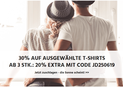 Bild zu Jeans-Direct: 30% Rabatt auf ausgewählte T-Shirts + 20% Extra Rabatt ab 3 Stück
