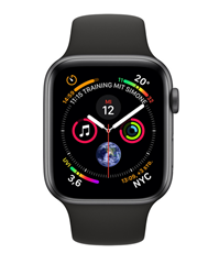 Bild zu Apple Watch Series 4 GPS 44mm Space Grau Aluminium Sport Band schwarz für 389,70€