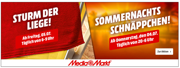 Bild zu MediaMarkt Sommernachts Schnäppchen bis 6 Uhr, ab 6 Uhr “Sturm der Liege” mit Angeboten bis 9 Uhr