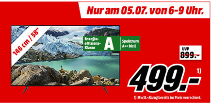Bild zu [nur von 6-9 Uhr] SAMSUNG UE 58 RU 7179 UXZG LED TV (Flat, 58 Zoll/146 cm, UHD 4K, SMART TV) für 499€ (VG: 626,23€)