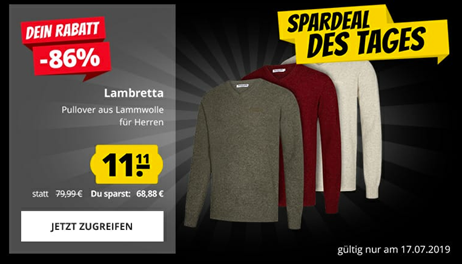 Bild zu Lambretta Herren Sweater aus Lammwolle in vielen verschiedenen Farben für 11,11€ zzgl. 3,95€ Versand