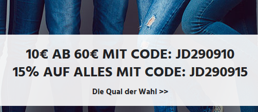 Bild zu [nur noch heute] Jeans-Direct: Sale mit bis zu 70% Rabatt + weitere 10€ Rabatt (ab 60€ MBW) oder 15% Rabatt (ohne MBW)