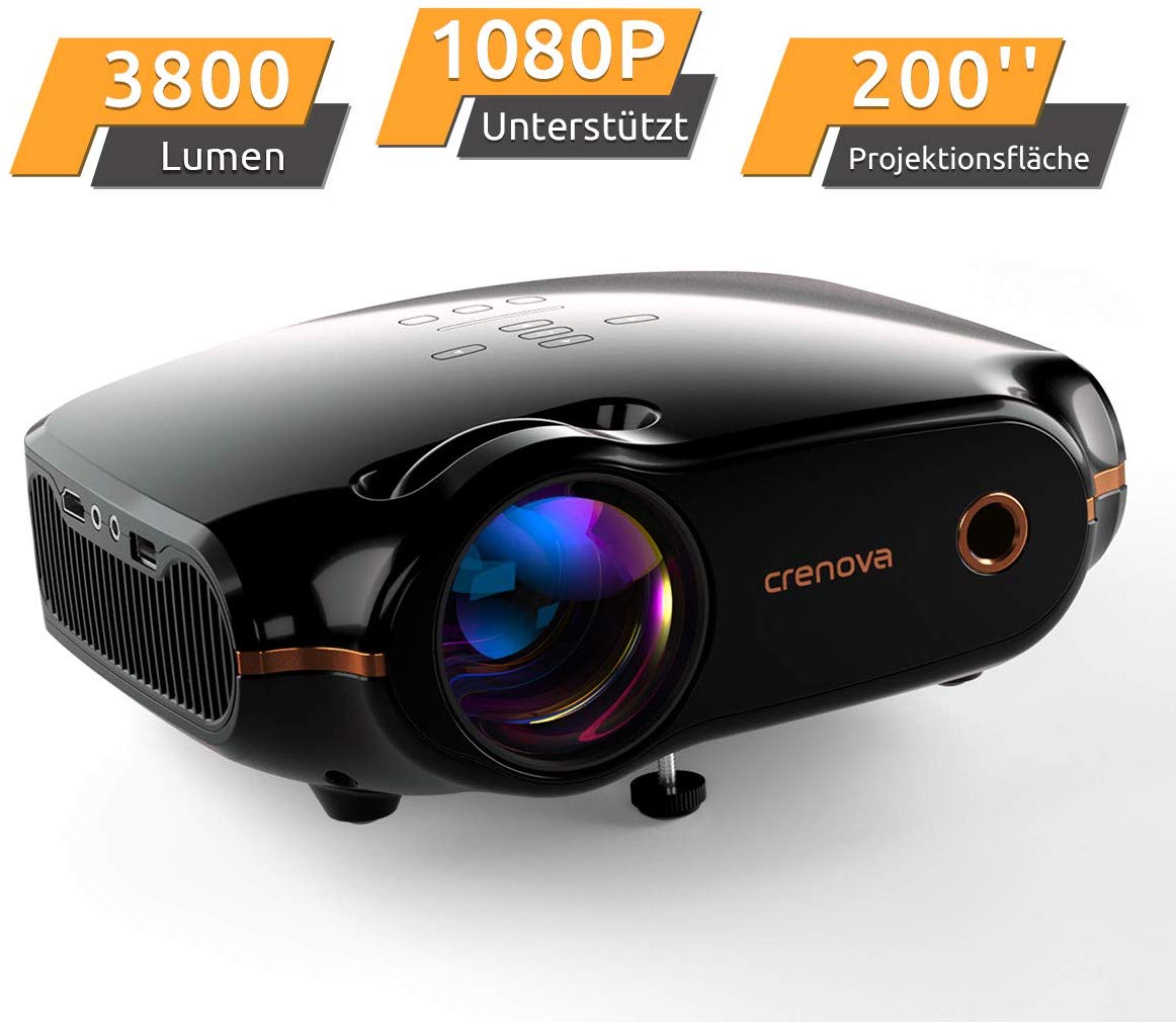Bild zu Crenova Mini Beamer XPE 500 (1080P Unterstützung, 3800 Lumen, bis zu 200 Zoll) für 89,99€