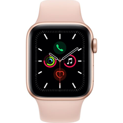 Bild zu Apple Watch Series 5 GPS 40mm Aluminium gold/Sportarmand sandrosa für 396,85€ (VG: 438€)