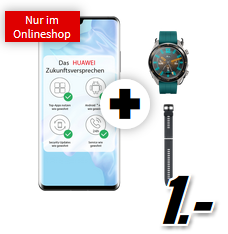 Bild zu HUAWEI P30 Pro Dual SIM & Huawei Watch GT Active & Huawei Silikon Armband für 1€ mit O2 Free M (10GB LTE Datenflat, Allnet + SMS Flat) für 29,99€/Monat