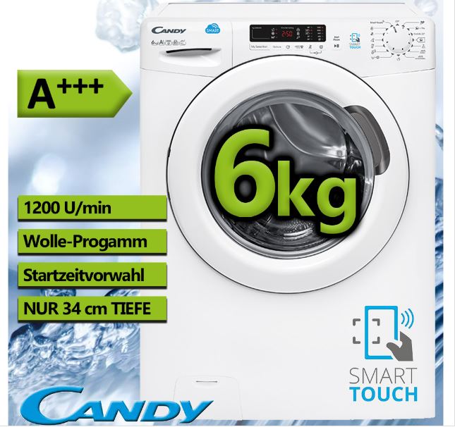 Bild zu Candy Waschmaschine A+++ Waschautomat 6 kg Frontlader 1200 Upm für 214,90€ (VG: 289€)