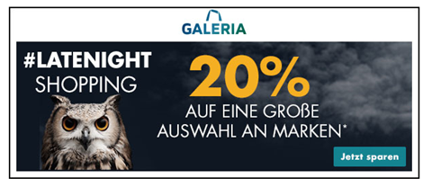 Bild zu [bis 24 Uhr] 20% Rabatt auf eine große Auswahl an Marken im Onlineshop von Galeria.de