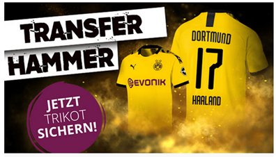 Bild zu Borussia Dortmund Heimtrikot mit Erling Haaland Flock (S-XXL) für 56,90€