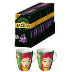 Bild zu JACOBS Lungo 8 Intenso 100 Kaffeekapseln Nespresso®* kompatibel + 2 x Ritzenhoff Tasse (300ml) für 19,99€