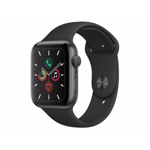 Bild zu Apple Watch Series 5, 44 mm, Aluminiumgehäuse spacegrau, Sportarmband schwarz für 429,90€ (VG: 449€)