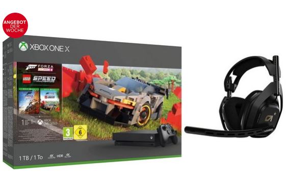 Bild zu Xbox One X 1TB (Forza Horizon 4 Lego Bundle), inkl. Astro A50 Gen4 Headset für 444,95€ (VG: 568,90€)