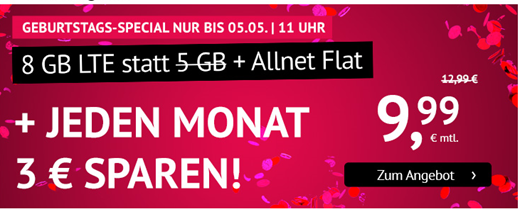 Bild zu 8GB LTE Datenflat + Allnet Flat im o2 Netz für 9,99€/Monat–monatlich kündbar