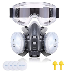 Bild zu NASUM Arbeitsmaske mit Schutzbrille und Ohrstöpsel (inkl. Ersatzfilter) für 13,79€