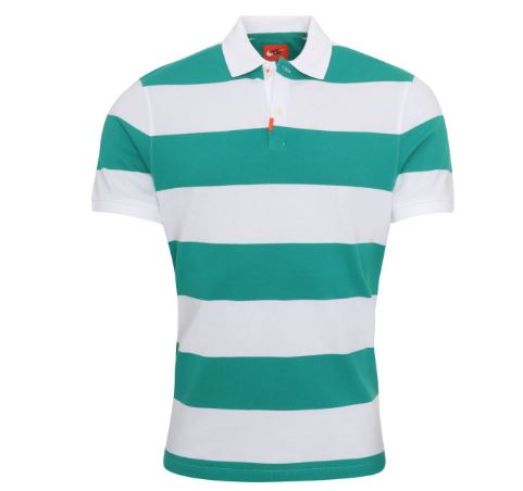 Bild zu NIKE gestreiftes Poloshirt „The Nike Polo“ (weiß-grün oder weiß-gold) als Unisex-Variante für je 32,53€ (VG: 59,99€)