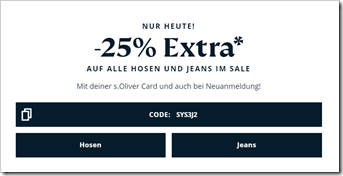 Bild zu s.Oliver: nur heute 25% Extra Rabatt auf alle Hosen & Jeans im Sale (nur mit s.Oliver Card)