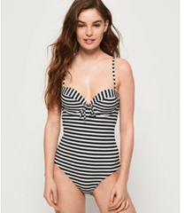 Bild zu Superdry Alice Cupped Damen Badeanzug schwarz/weiß gestreift für 27,95€ (Vergleich: 44,99€)