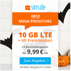 Bild zu Sim.de: o2 Netz mit 10GB Datenflat und 60 Freiminuten für 9,99€/Monat – optional ohne Mindestvertragslaufzeit