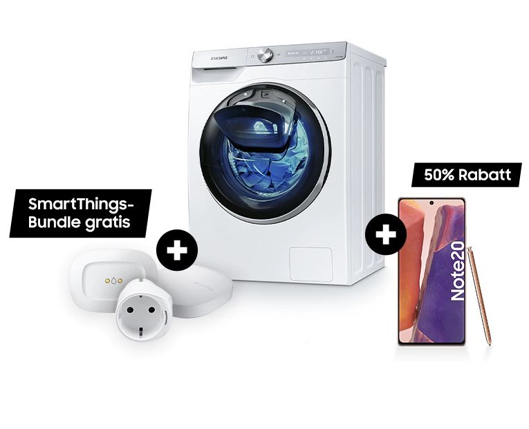 Bild zu Samsung Bundle: z.B.Waschmaschine WW550T + Smart Things Set + Samsung Galaxy Note 20 für 1042,13€ (VG: 1536,91€)