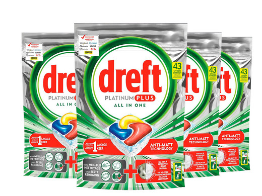 Bild zu 172 Stück Dreft Platinum Plus Spülmaschinentabs Zitrone für 31,90€ (Vergleich: 45,70€)