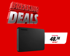 Bild zu MediaMarkt “Breaking Deals”, so z.B. TOSHIBA Canvio Basics Exclusive, 2 TB HDD für 48,74€ (VG: 67,26€)