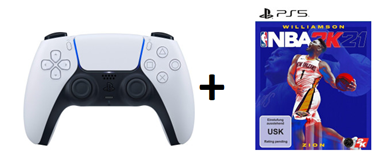 Bild zu PS5 Sony DualSense Wireless Controller + PS5 NBA 2K21 für 99,99€