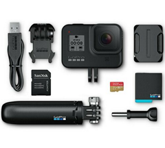 Bild zu GoPro HERO8 Black Bundle 4K Action-Kamera + Shorty SD-Karte und Zubehörpaket für 299,99€ (VG: 349€)