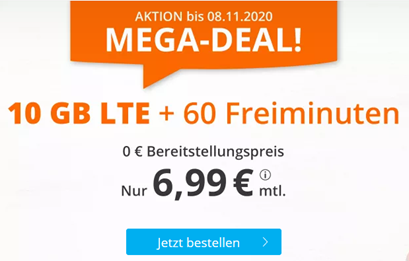 Bild zu [Top – nur noch heute] Sim.de: 10GB LTE Datenflat (bis 50Mbit) und 60 Freiminuten im o2 Netz für 6,99€/Monat