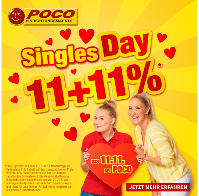 Bild zu Poco: Singles Day mit 11% + 11% Rabatt