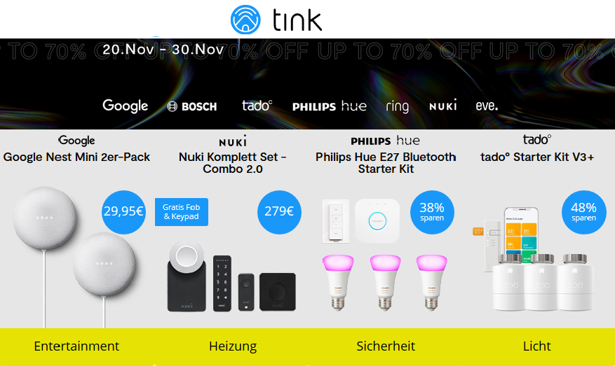 Bild zu [bis morgen] Tink: Viele Interessante Bundle-Angebote, so z.B. Airthings Wave und Google Nest Mini für 149,95€ (Vergleich: 200€)