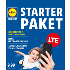 Bild zu [Top – endet auch heute] Lidl Connect Starter Paket mit 50% Rabatt + 10€ Guthaben + doppeltes Datenvolumen (für 3 x 4 Wochen) für 4,84€
