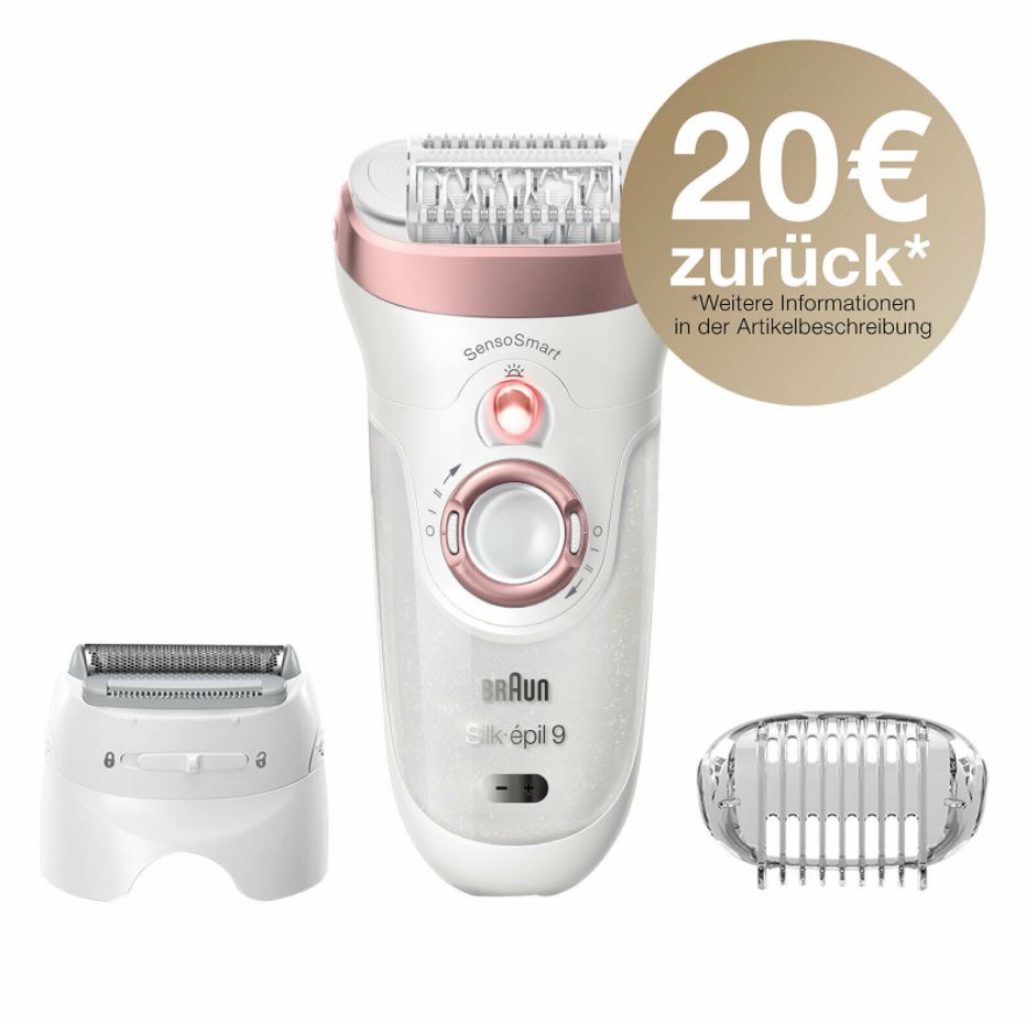 Bild zu Silk-epil 9-720 SensoSmart Epilierer (Rasier- und Haartrimmeraufsatz inklusive) für 85,36€ (VG: 94,26€) + 20€ Cashback