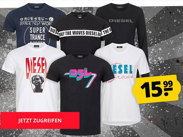 Bild zu Verschiedene Diesel Herren T-Shirts schon ab 15,99€ oder Polos für je 26,99€ zzgl. 3,95€ Versand