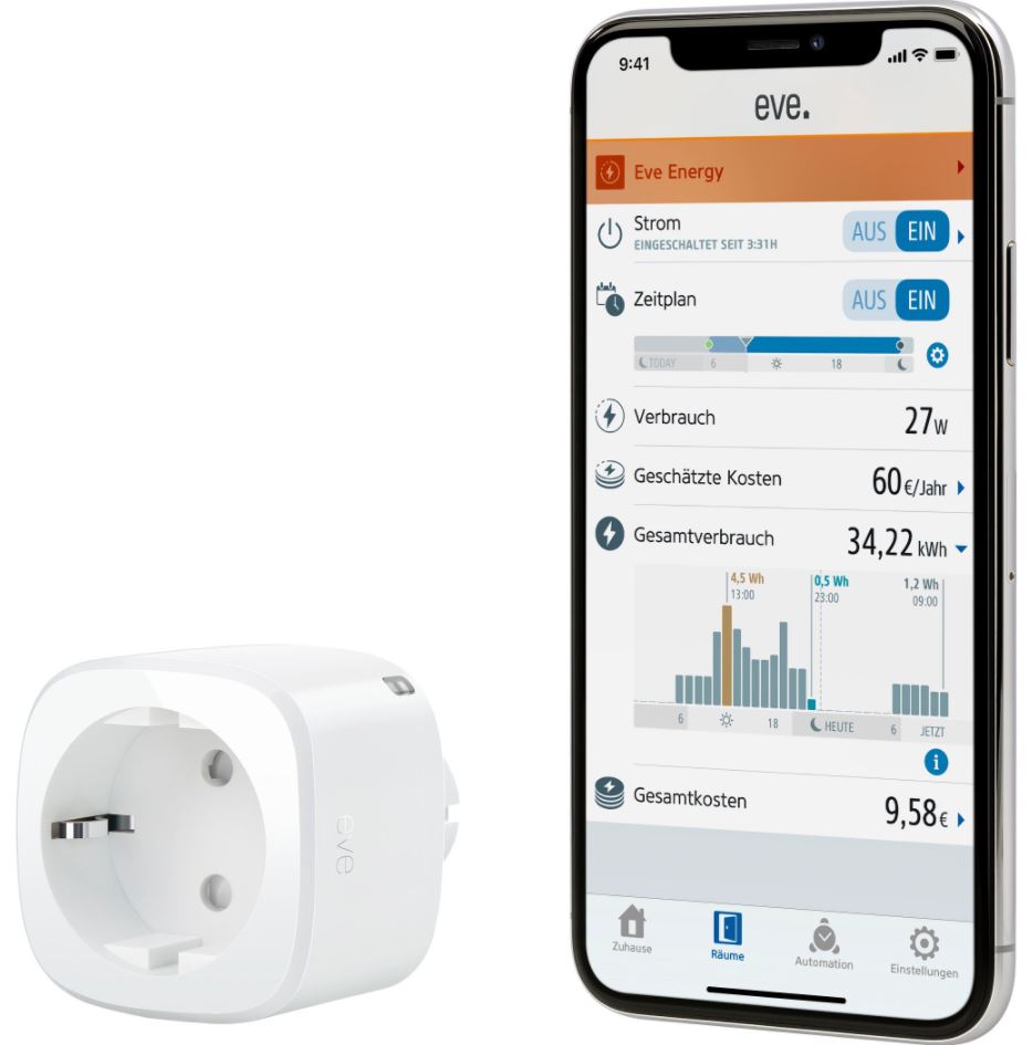 Bild zu Eve Energy – Smarte Steckdose – kompatibel mit Apple Homekit ab 24,99€ (VG: 39,95€)