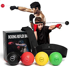 Bild zu Pezimu Boxing Reflexball | Box-Trainingsball (4 Bälle + 2 Stirnbänder) für 8,98€