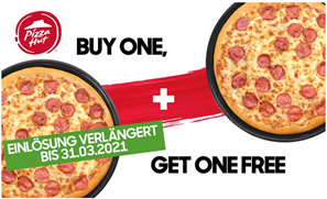 Bild zu 2-für-1 Pizza-Angebot auf alle Teigsorten und Beläge bei Pizza Hut für 0,85€