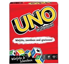 Bild zu [Prime] UNO Würfelspiel für die ganze Familie, mit Trockenlöschtafeln und Markern für 7,63€ (VG: 10,89€)