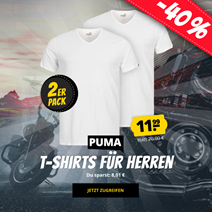 Bild zu SportSpar: PUMA Basic V-Neck Herren T-Shirt 2er-Pack für 15,94€ inkl. Versand (Vergleich: 18,95€)