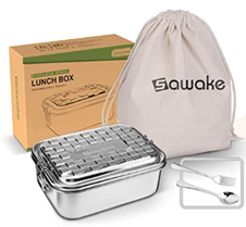 SAWAKE Brotdose Edelstahl, Bento Box Brotbox Metall 1600 ml Lunchbox Kinder mit fester Trennwand Best[...]