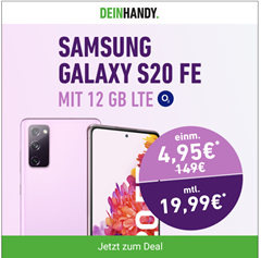 Bild zu Samsung S20 FE für 4,95€ mit 12GB LTE Datenflat, SMS und SPrachflat im o2 Netz für 19,99€/Monat