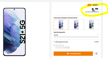 Bild zu [beendet] Samsung S21+ 5G für 1,06€