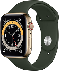 Bild zu Apple Watch Series 6 (GPS+Cellular,  44mm, Edelstahlgehäuse, Sportband, zyperngrün) für 594,50€ inkl. Versand (VG: 749€)