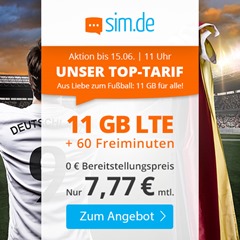 Bild zu Sim.de: 11GB LTE Datenflat und 60 Freiminuten im o2 Netz für 7,77€/Monat