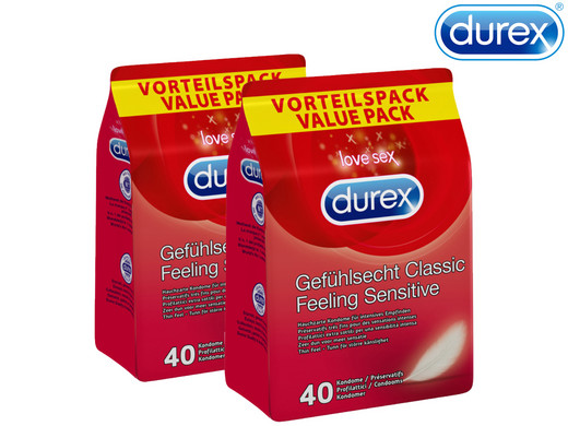 Bild zu 80x gefühlsechte Kondome Durex Feeling Sensitive (195 mm Länge, 56 mm Breite) für 35,90€ (Vergleich: 48,21€)