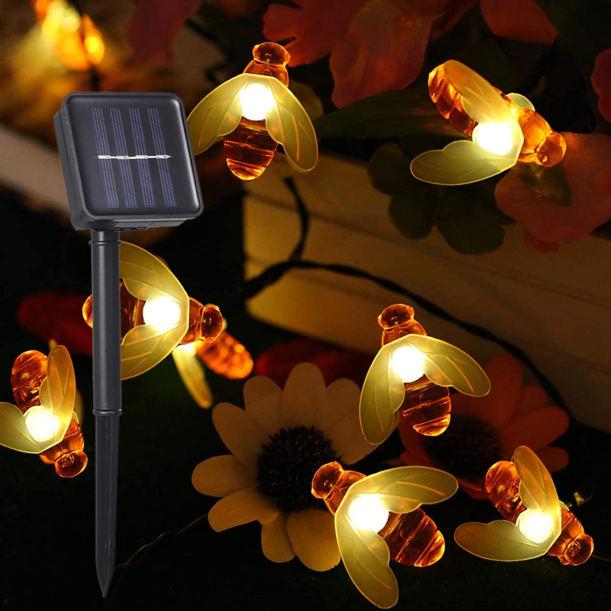 Bild zu 30er Tomshone LED Solar Bienen-Lichterkette mit Lichtsensor für 10,39€