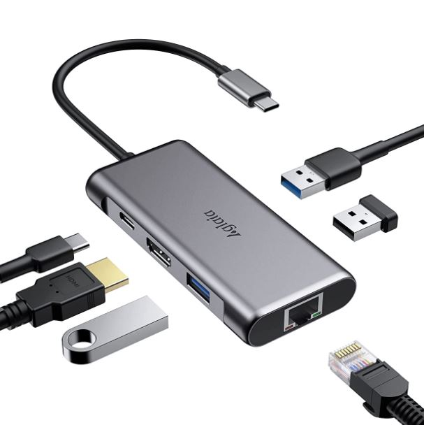 Bild zu Aglaia 6-in-1 USB C Hub mit 4k HDMI, Gigabit Ethernet für 19,98€